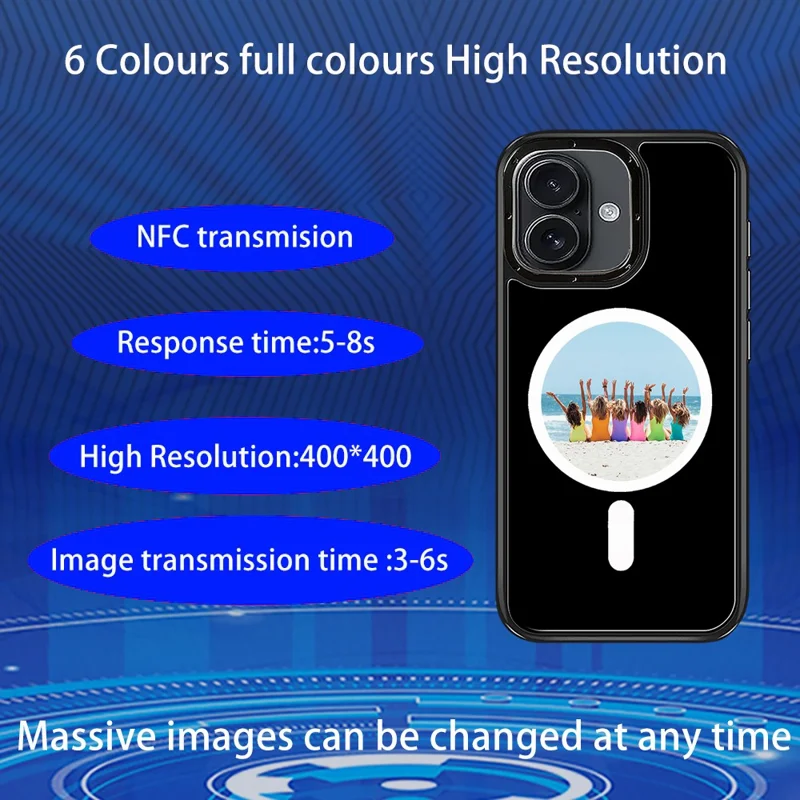 For iPhone 16 E-Ink Phone Case Compatible with MagSafe NFC 6-Color TPU + PC Back Cover