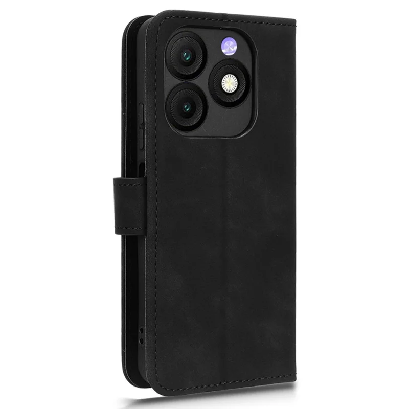 Étui en cuir pour itel Zeno 10 4G avec sensation de peau, antichute, portefeuille à rabat - Noir