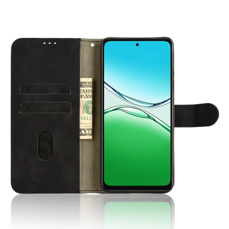 Pour Oppo A5 5G Étui en Cuir Effet Peau Antichoc Portefeuille Housse de Téléphone Rabattable - Noir
