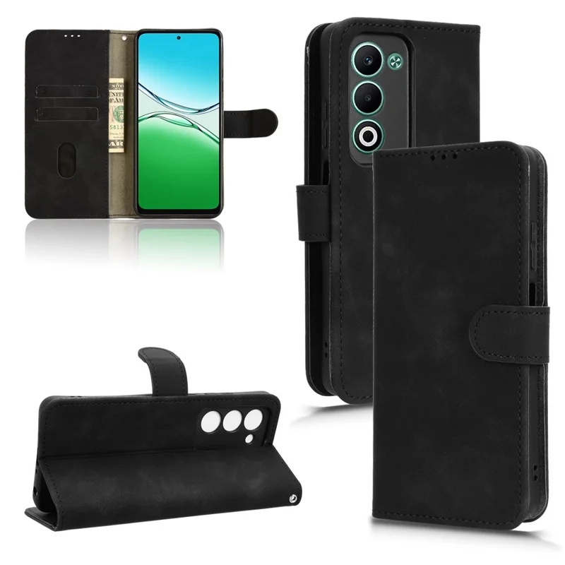 Pour Oppo A5 5G Étui en Cuir Effet Peau Antichoc Portefeuille Housse de Téléphone Rabattable - Noir