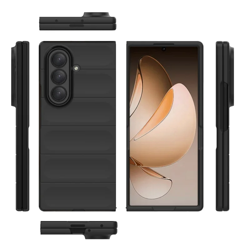 Чехол для Samsung Galaxy Z Fold7 5G с защитой от падений, мягкий TPU, прочный чехол для смартфона - Черный