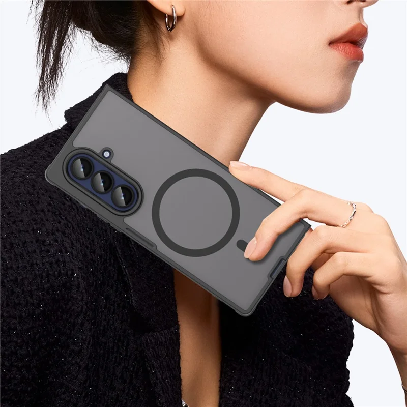 For Samsung Galaxy Z Fold7 5G Case Compatible with MagSafe Anti Drop PC + TPU Phone Cover - Black