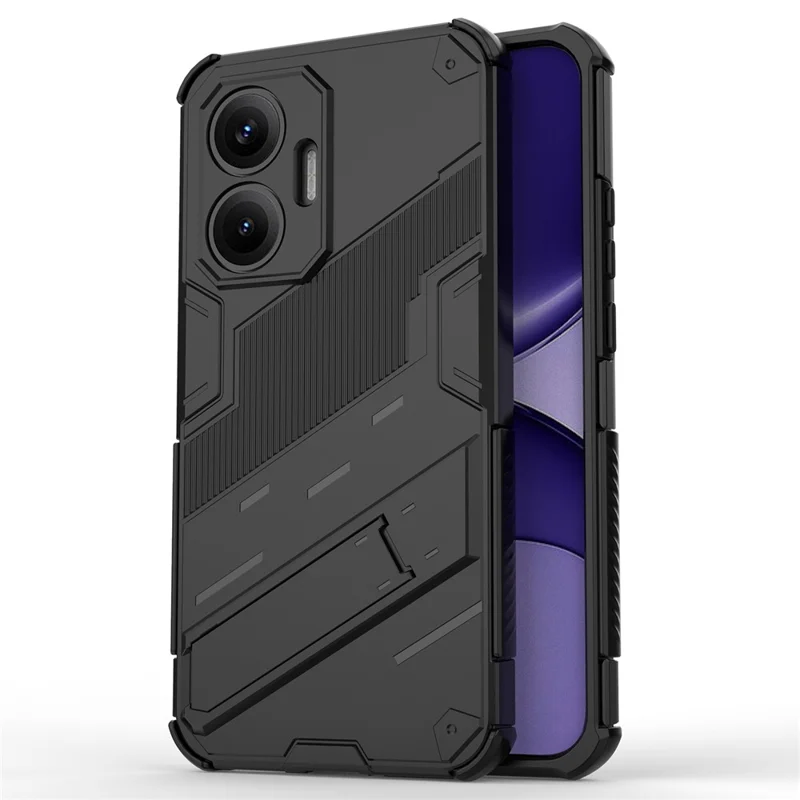 For Xiaomi Poco F7 5G  /  Redmi Turbo 4 Pro 5G Case PC + TPU Shockproof Phone Cover with Kickstand - Black