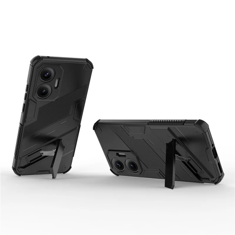 For Xiaomi Poco F7 5G  /  Redmi Turbo 4 Pro 5G Case PC + TPU Shockproof Phone Cover with Kickstand - Black