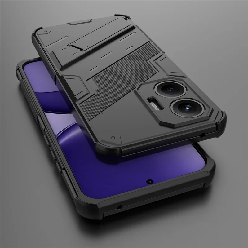 For Xiaomi Poco F7 5G  /  Redmi Turbo 4 Pro 5G Case PC + TPU Shockproof Phone Cover with Kickstand - Black