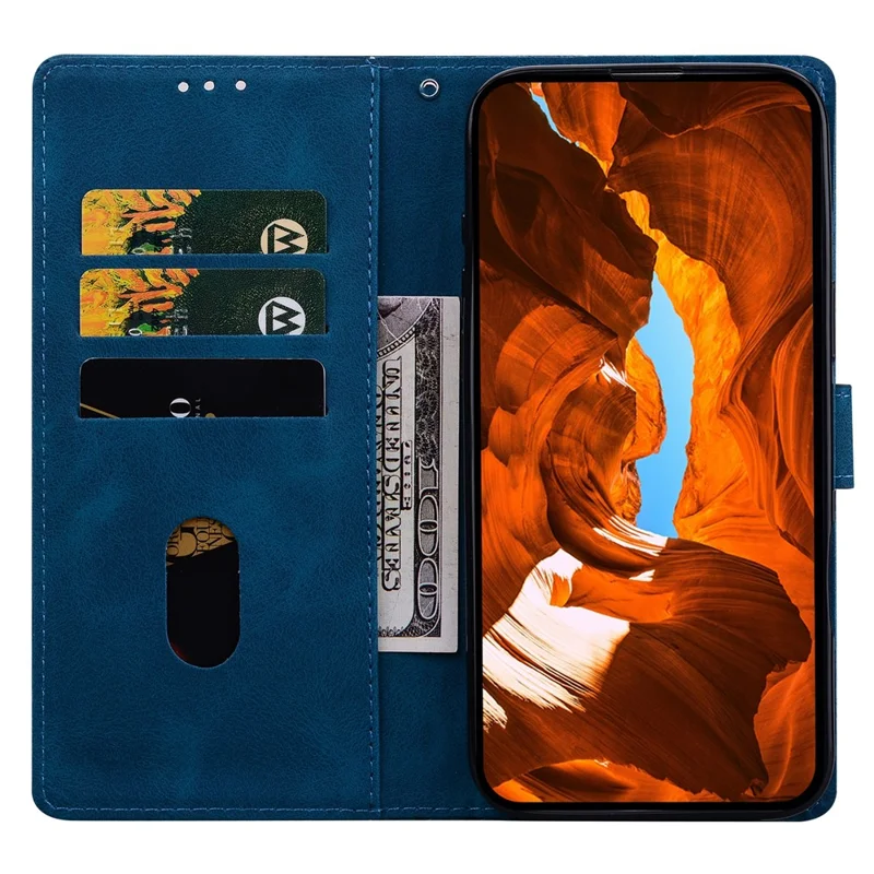 For Google Pixel 9a Leather Case Imprinted Checkered Pattern Wallet Stand Flip Phone Cover - Blue