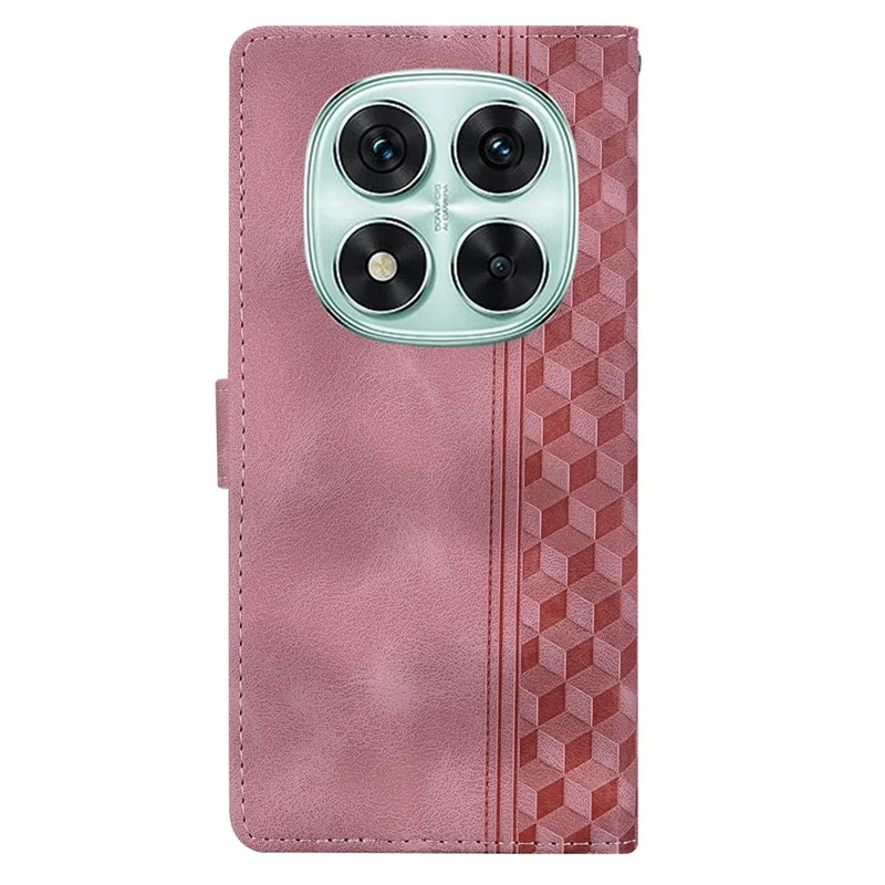 For Xiaomi Redmi Note 14 Pro 4G Leather Case Imprinted Checkered Pattern Wallet Stand Flip Phone Cover - Pink