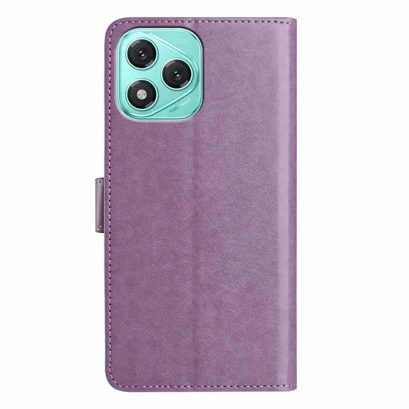 For Honor 400 Lite 5G Wallet Phone Case Stand PU Leather Folio Flip Cover with 8 Card Slot - Purple