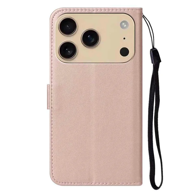 For iPhone 17 Pro Case PU Leather Flip Phone Cover Wallet Card Slot Holder - Rose Gold
