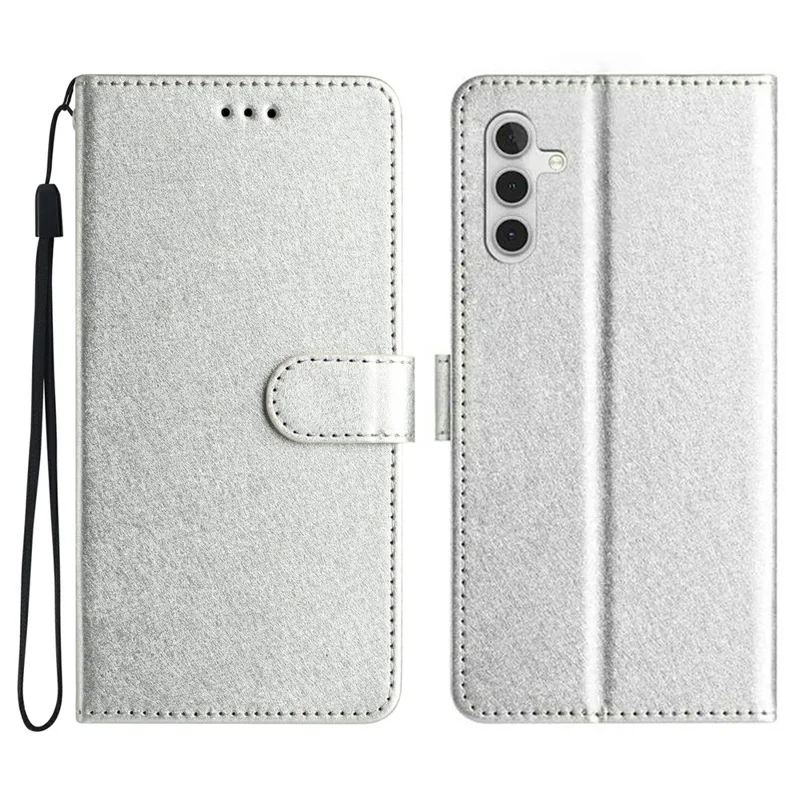 For Samsung Galaxy A17 5G / A17 4G / A26 5G Wallet Case Leather Folio Phone Cover Magnetic Clasp - Silver