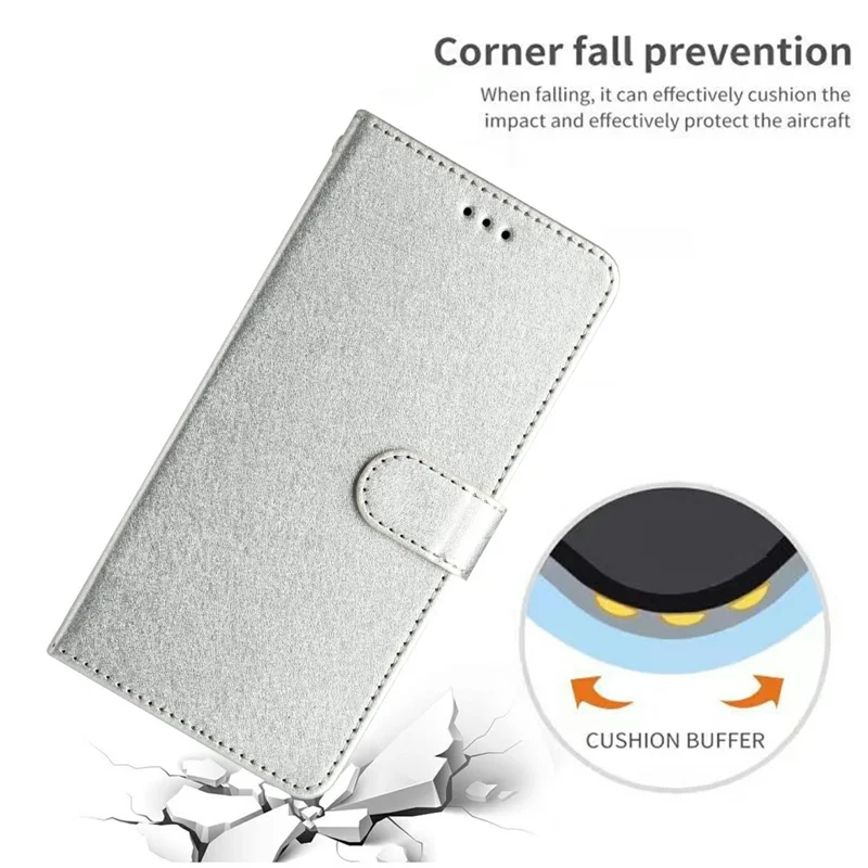 For Samsung Galaxy A17 5G / A17 4G / A26 5G Wallet Case Leather Folio Phone Cover Magnetic Clasp - Silver