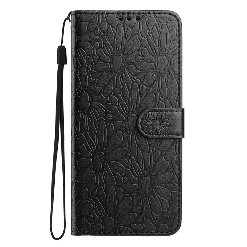 Funda de Cuero para Motorola Edge 60 5G / 60 Fusion 5G / 60s 5G con Estampado de Margarita, Soporte de Cartera, Funda Protectora para Teléfono - Negro