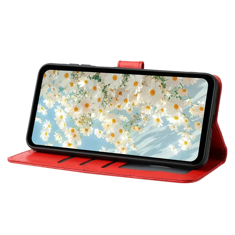 For iPhone 18 Pro Max / 17 Pro Max Leather Case Daisy Imprint Wallet Stand Phone Protective Cover - Red