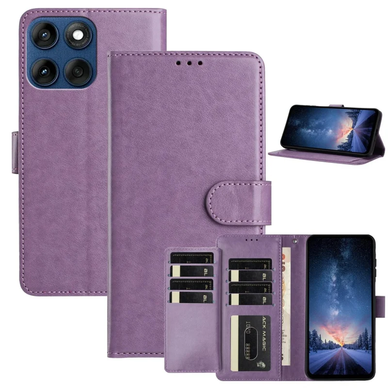 Étui portefeuille pour Motorola Edge 60 5G / Edge 60 Fusion 5G / Edge 60s 5G Support Housse à Rabat en Cuir PU avec 8 Emplacements pour Cartes - Violet