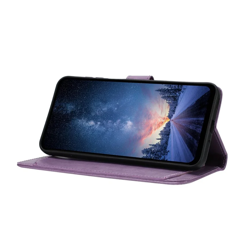 For Samsung Galaxy S25 FE Wallet Phone Case Stand PU Leather Folio Flip Cover with 8 Card Slot - Purple