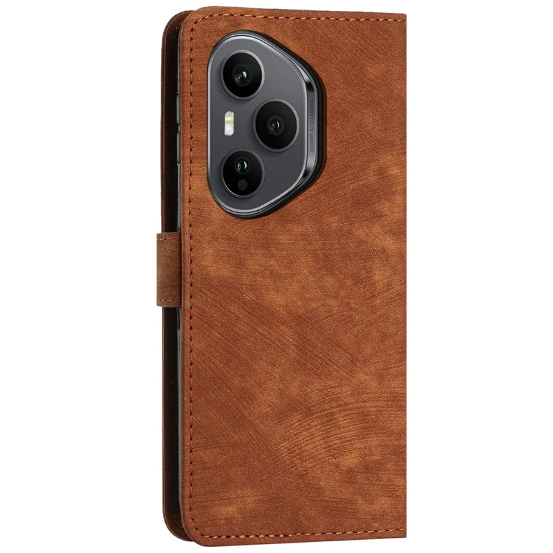 Stand Case for Honor 400 Pro 5G (Global) Imprinted Lines Leather Phone Cover - Brown