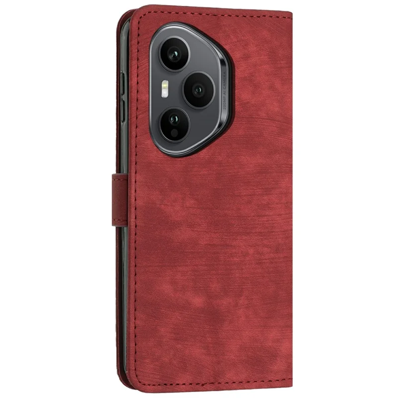 Stand Case for Honor 400 Pro 5G (Global) Imprinted Lines Leather Phone Cover - Red