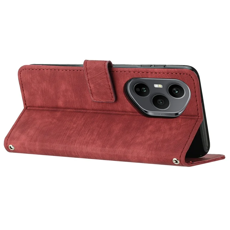 Stand Case for Honor 400 Pro 5G (Global) Imprinted Lines Leather Phone Cover - Red