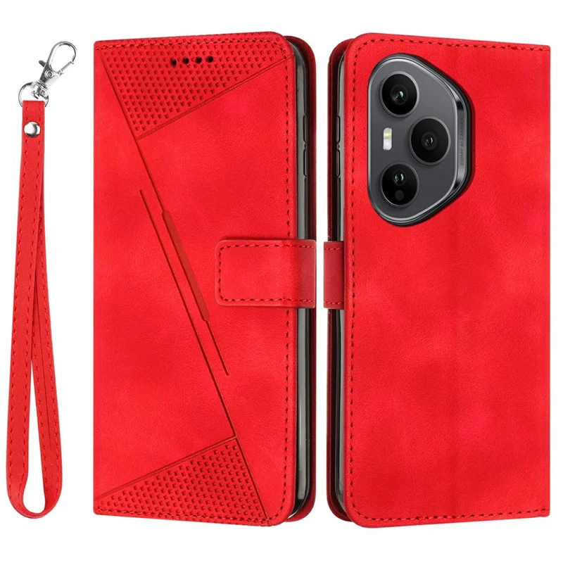 Leather Case for Honor 400 Pro 5G (Global) Imprinted Triangle Phone Cover - Red