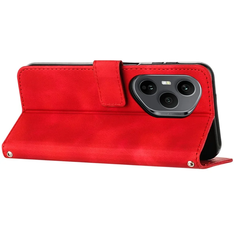 Leather Case for Honor 400 Pro 5G (Global) Imprinted Triangle Phone Cover - Red
