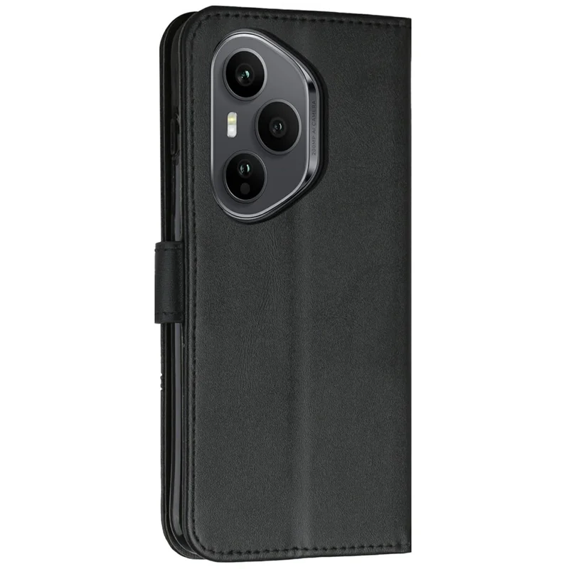 Leather Phone Case for Honor 400 Pro 5G (Global) Stand Wallet Flip Cover with Strap - Black