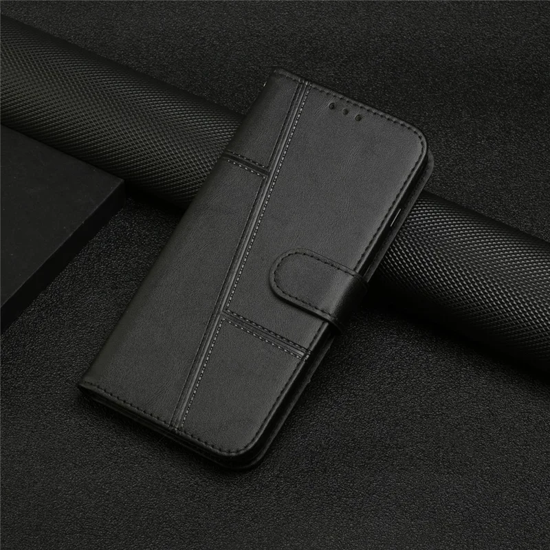 Leather Phone Case for Honor 400 Pro 5G (Global) Stand Wallet Flip Cover with Strap - Black