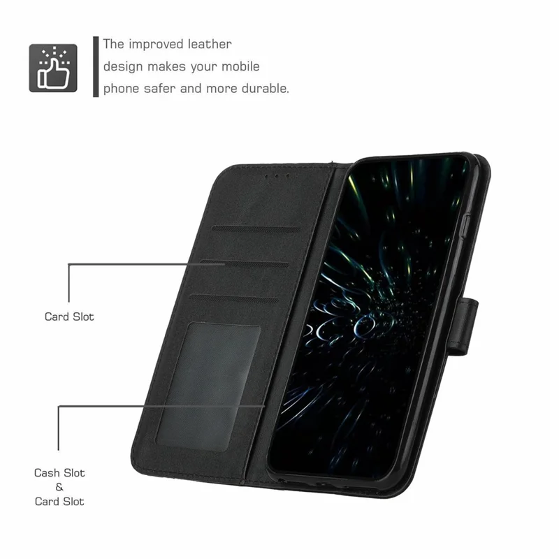Leather Phone Case for Honor 400 Pro 5G (Global) Stand Wallet Flip Cover with Strap - Black