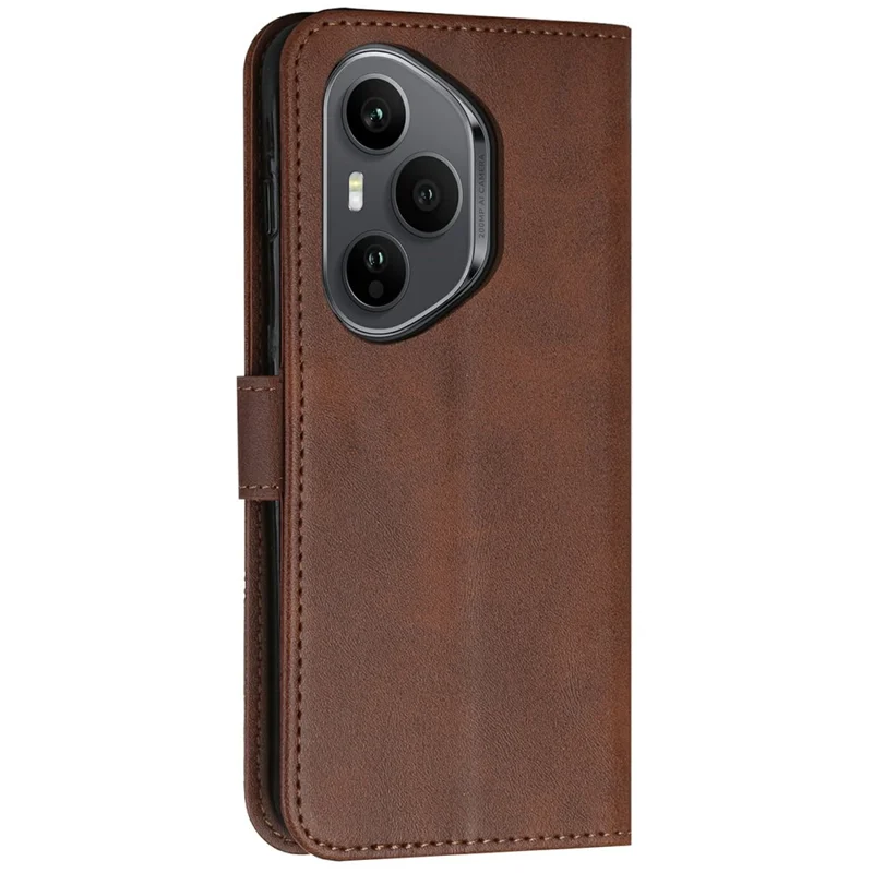 Leather Phone Case for Honor 400 Pro 5G (Global) Stand Wallet Flip Cover with Strap - Brown