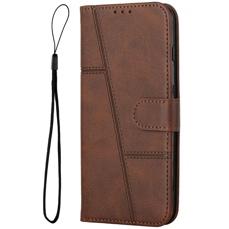 Leather Phone Case for Honor 400 Pro 5G (Global) Stand Wallet Flip Cover with Strap - Brown