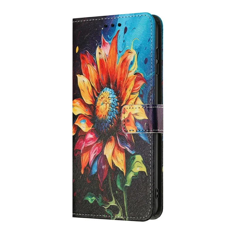 Wallet Case for Honor 400 5G (Global) Pattern Printing PU Leather Phone Cover with Lanyard - Sunflower