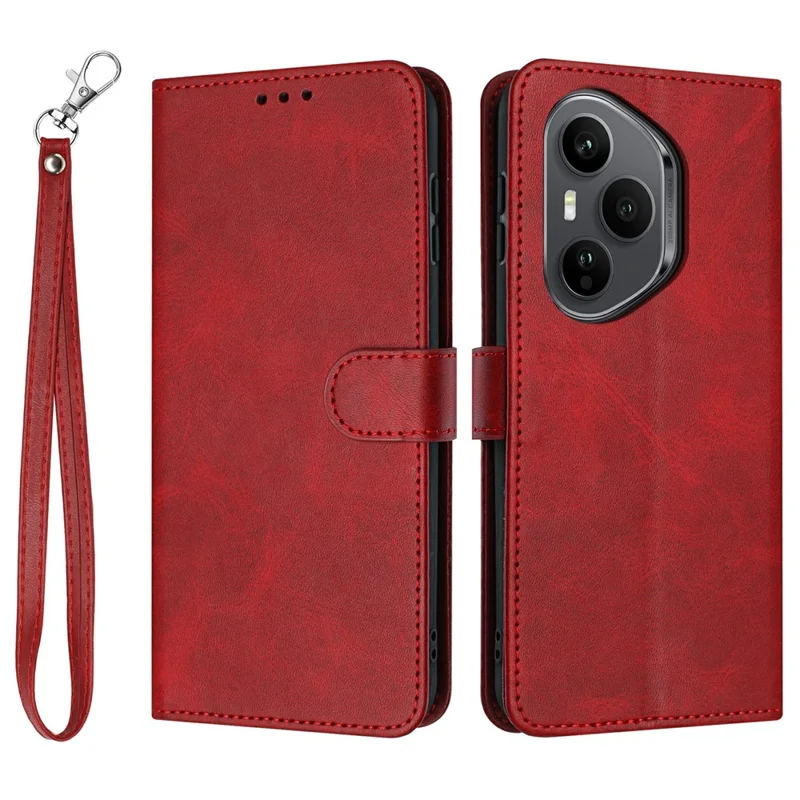 Cover Flip Stand per For Honor 400 Pro 5G (Globale) in Pelle PU con Portafoglio, Texture di Vitello - Rosso