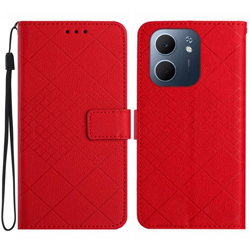 For Oppo A5x 5G  /  4G Case Wallet Imprint PU Leather Flip Folio Phone Cover - Red