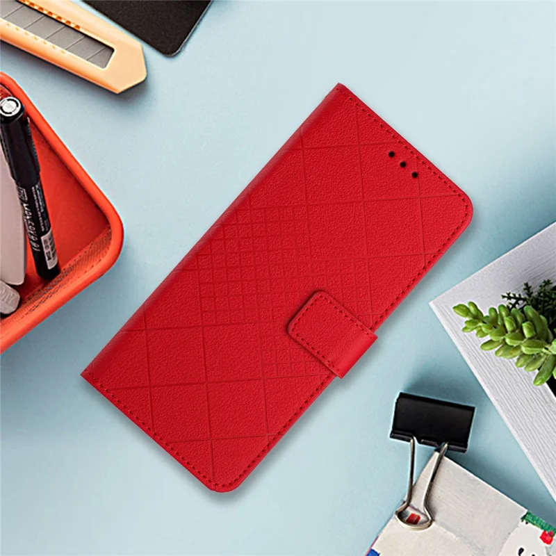 For Oppo A5x 5G  /  4G Case Wallet Imprint PU Leather Flip Folio Phone Cover - Red
