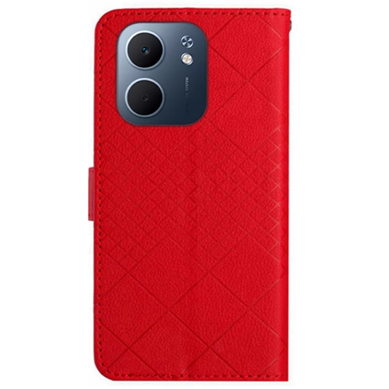 For Oppo A5x 5G  /  4G Case Wallet Imprint PU Leather Flip Folio Phone Cover - Red