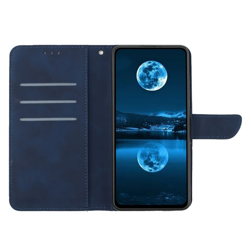 For Oppo A5x 5G  /  4G Case Skin Touch Lines Imprinted PU Leather Flip Phone Cover - Blue