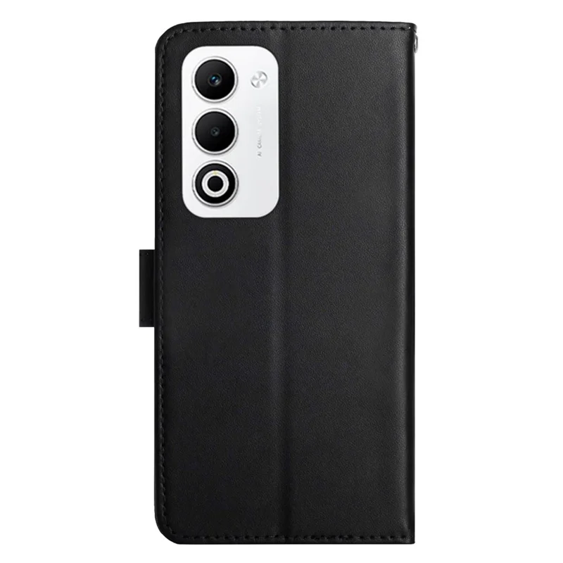 For Oppo A5 5G Case Genuine Cow Leather Phone Cover Nappa Texture - Black