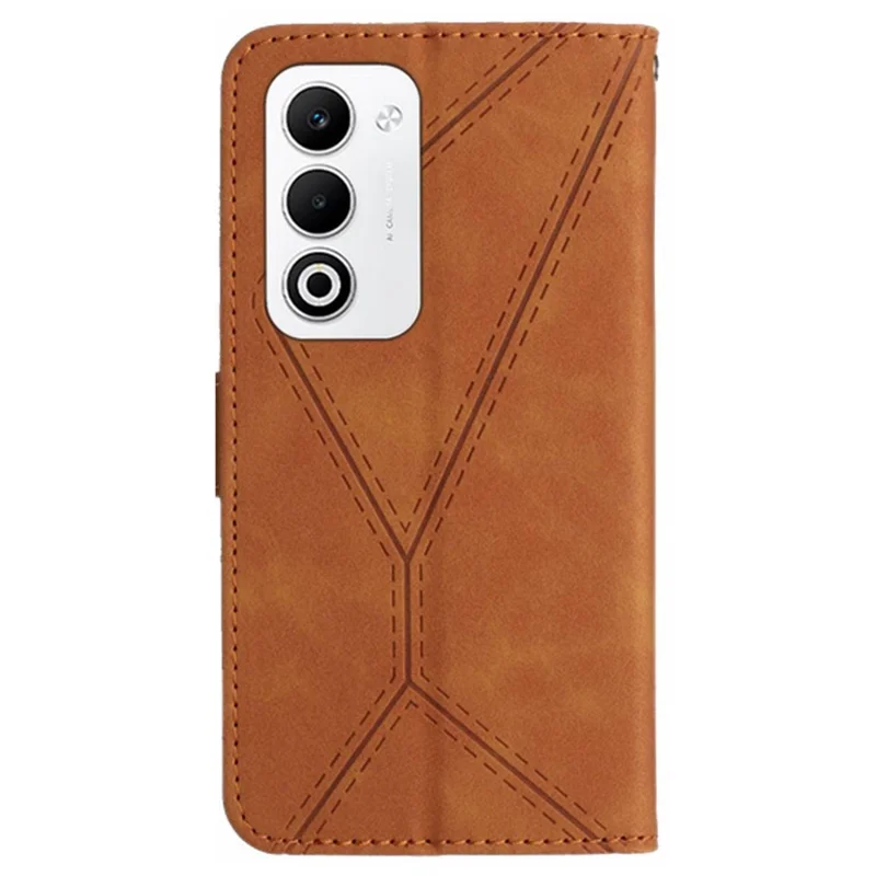 Pour le Oppo A5 5G Étui Peau Lignes de Toucher Imprimées Cuir PU Rabat Téléphone Couverture - Marron