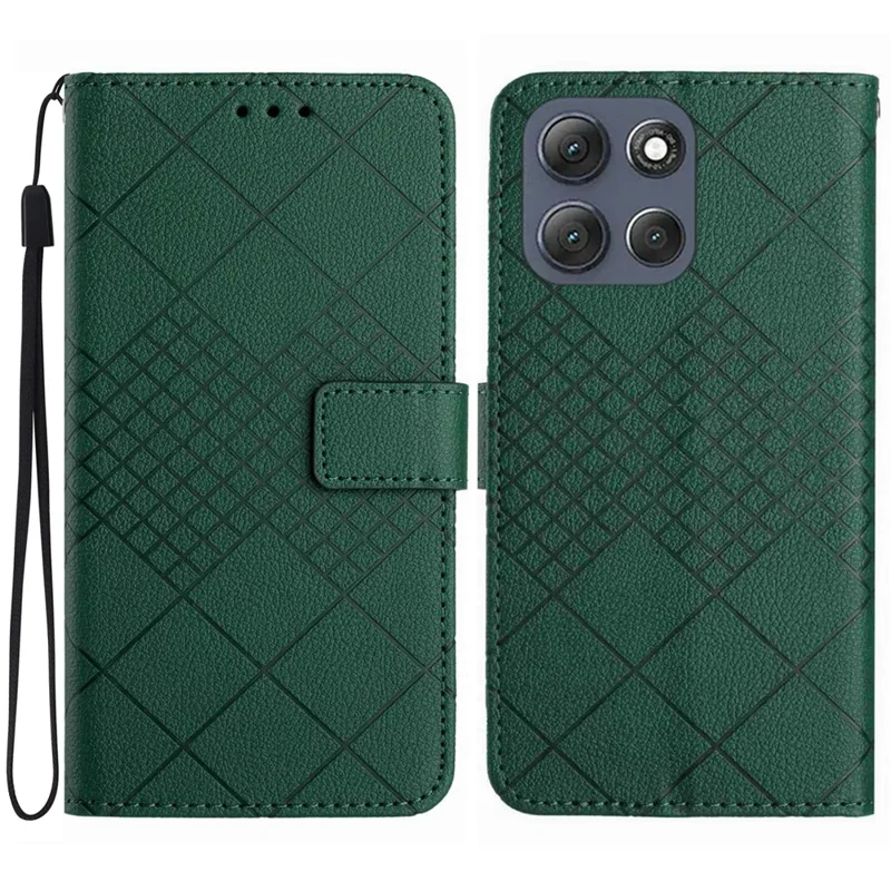 Für Motorola Moto G86 5G Hülle Geldbörse Geprägtes PU-Leder Flip Folio Handyhülle - Grün