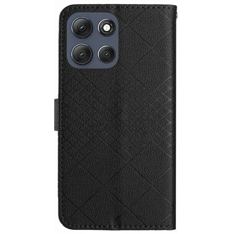 For Motorola Moto G86 5G Case Wallet Imprint PU Leather Flip Folio Phone Cover - Black