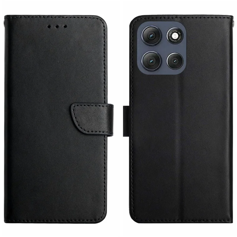 Für Motorola Moto G86 5G Hülle Echtes Kuhledertelefongehäuse Nappa-Textur - Schwarz