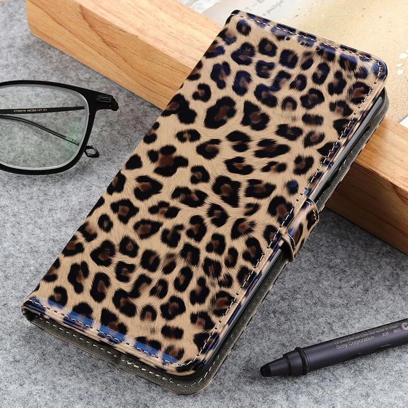For Samsung Galaxy A14 5G / A14 4G Leopard Pattern Flip Cover PU Leather Wallet Stand Magnetic Protective Phone Case