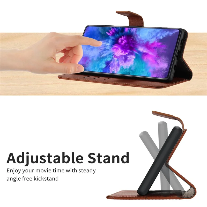 For Motorola Moto G56 5G Case Wallet Imprint PU Leather Flip Folio Phone Cover - Brown