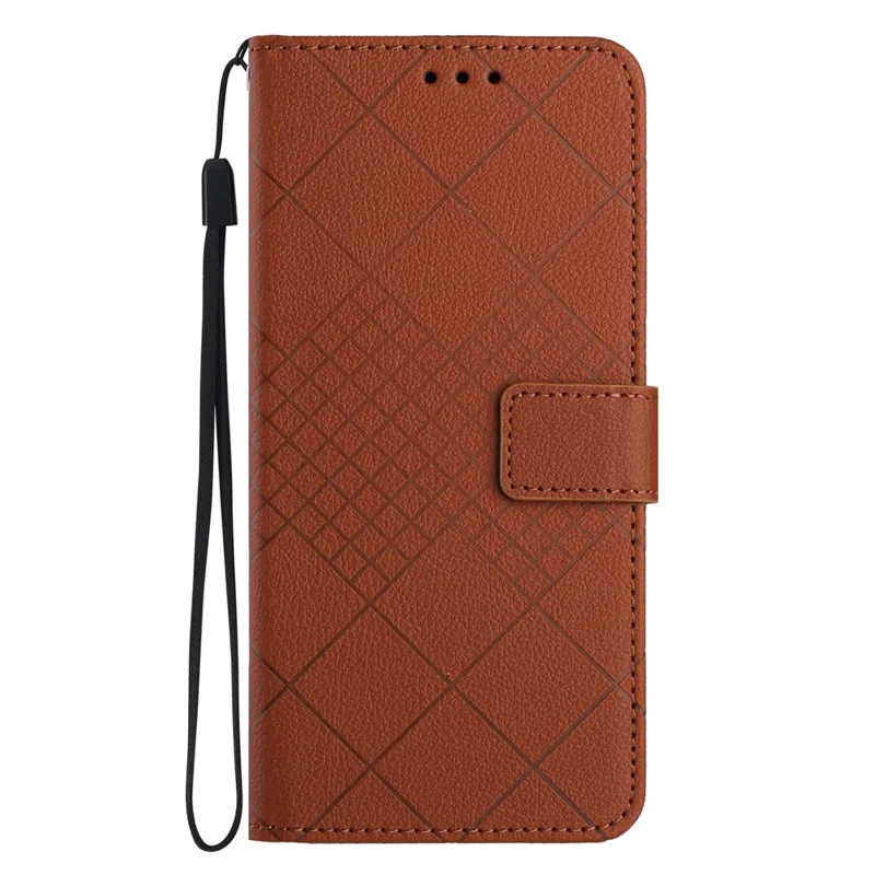 For Motorola Moto G56 5G Case Wallet Imprint PU Leather Flip Folio Phone Cover - Brown
