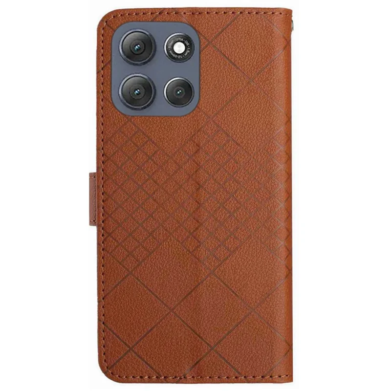 For Motorola Moto G56 5G Case Wallet Imprint PU Leather Flip Folio Phone Cover - Brown