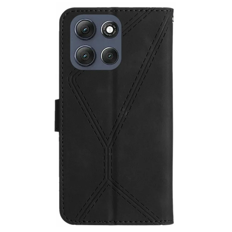 For Motorola Moto G56 5G Case Skin Touch Lines Imprinted PU Leather Flip Phone Cover - Black