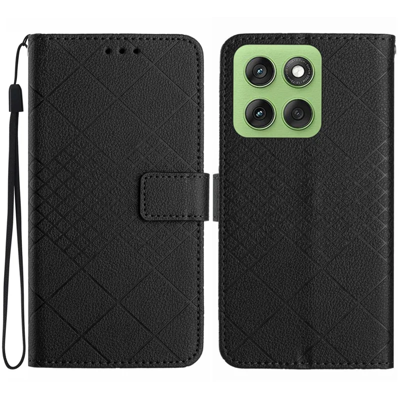 Per Motorola Edge 60 Pro 5G Custodia Portafoglio Stampa in Pelle PU Flip Folio Cover - Nero