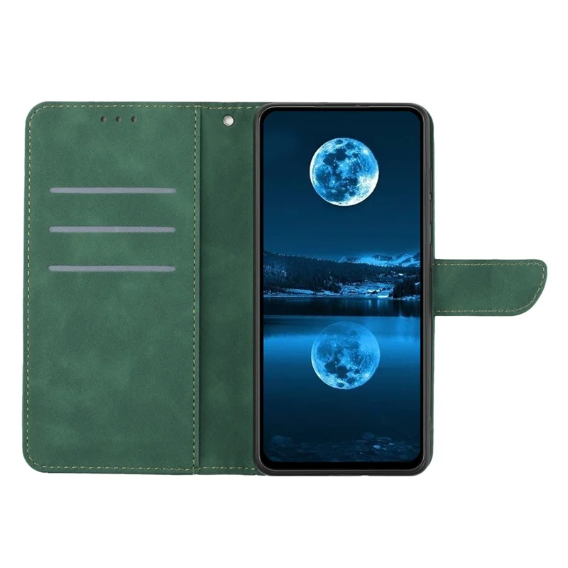 For Motorola Edge 60 Pro 5G Case Skin Touch Lines Imprinted PU Leather Flip Phone Cover - Green