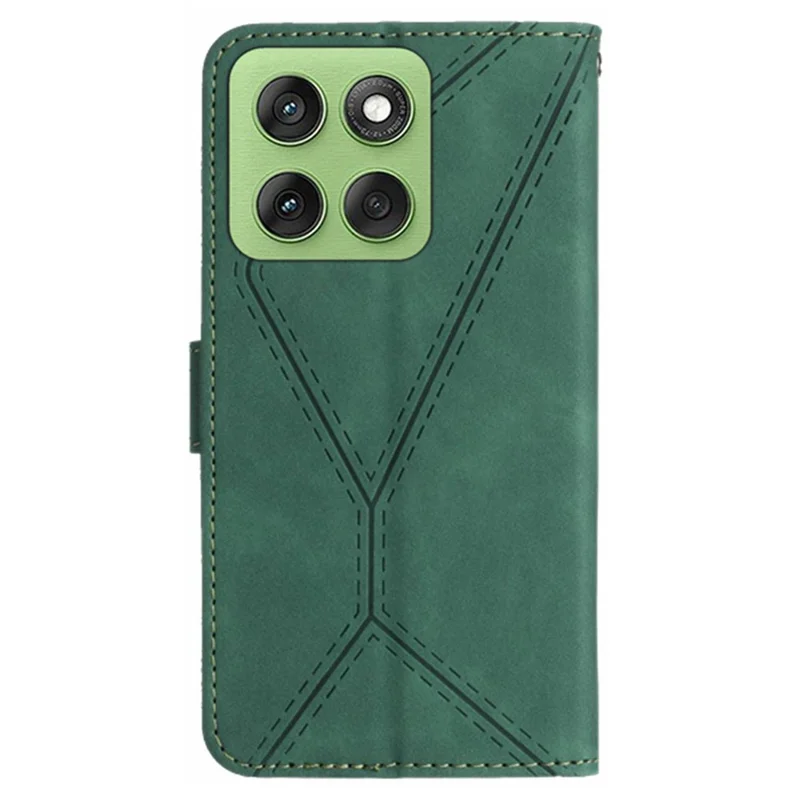 For Motorola Edge 60 Pro 5G Case Skin Touch Lines Imprinted PU Leather Flip Phone Cover - Green