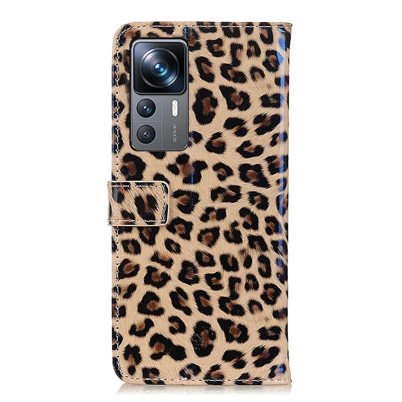 Para Xiaomi 12t 5g / 12T Pro 5G / Redmi K50 Ultra 5G Leopard Padrão Tape Pele Pelo PU Catarla de Catagem Mantagem Caso Fólio