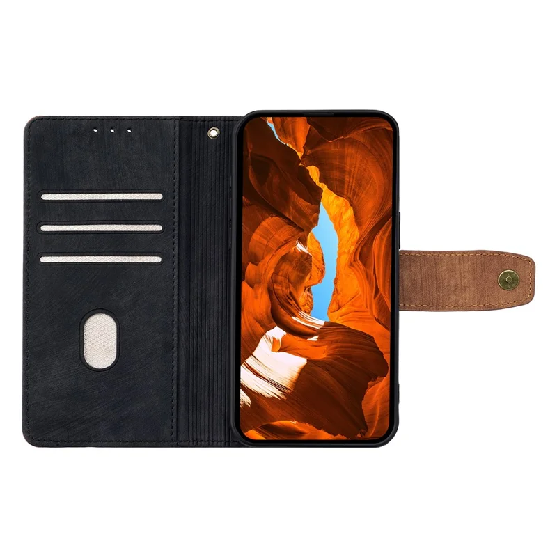 For Xiaomi Redmi Note 14S 4G Case RFID Blocking Color Splicing PU Leather Wallet Phone Cover - Black
